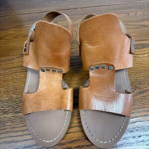 Barbara Barbieri Brown Leather slingback Sandal, Italian Made,‎ Size 8